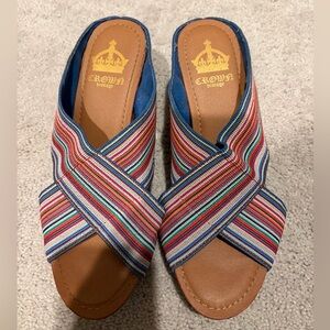 Spring! 🌼🌸 Crown Vintage Colorful Striped Mule Sandals